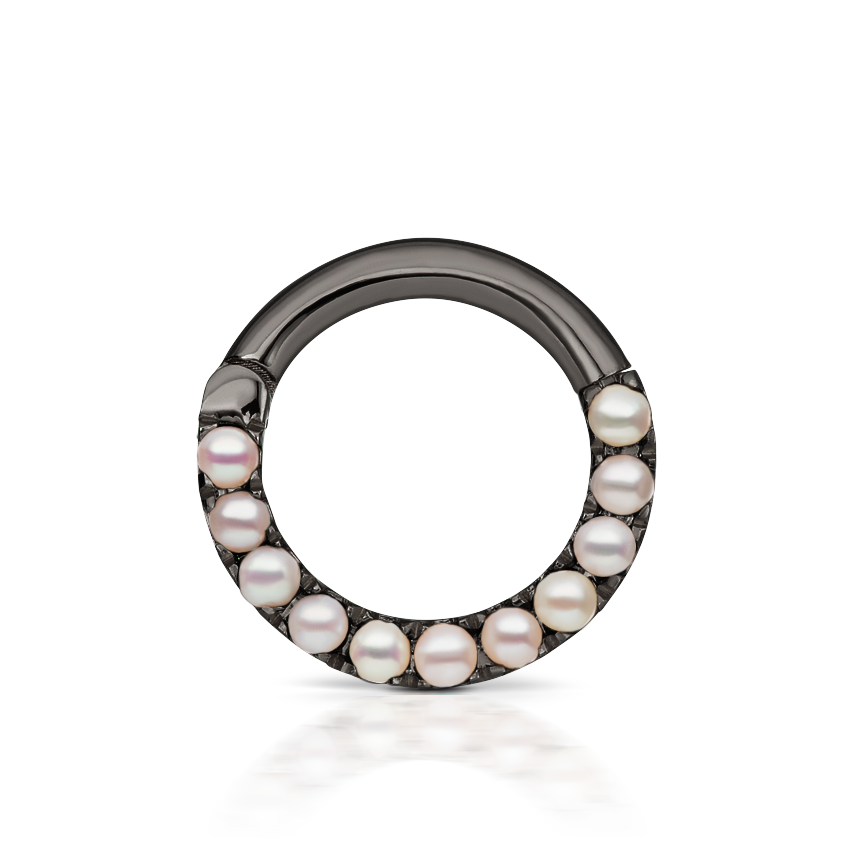 Pearl Horizontal Eternity Hoop Earring