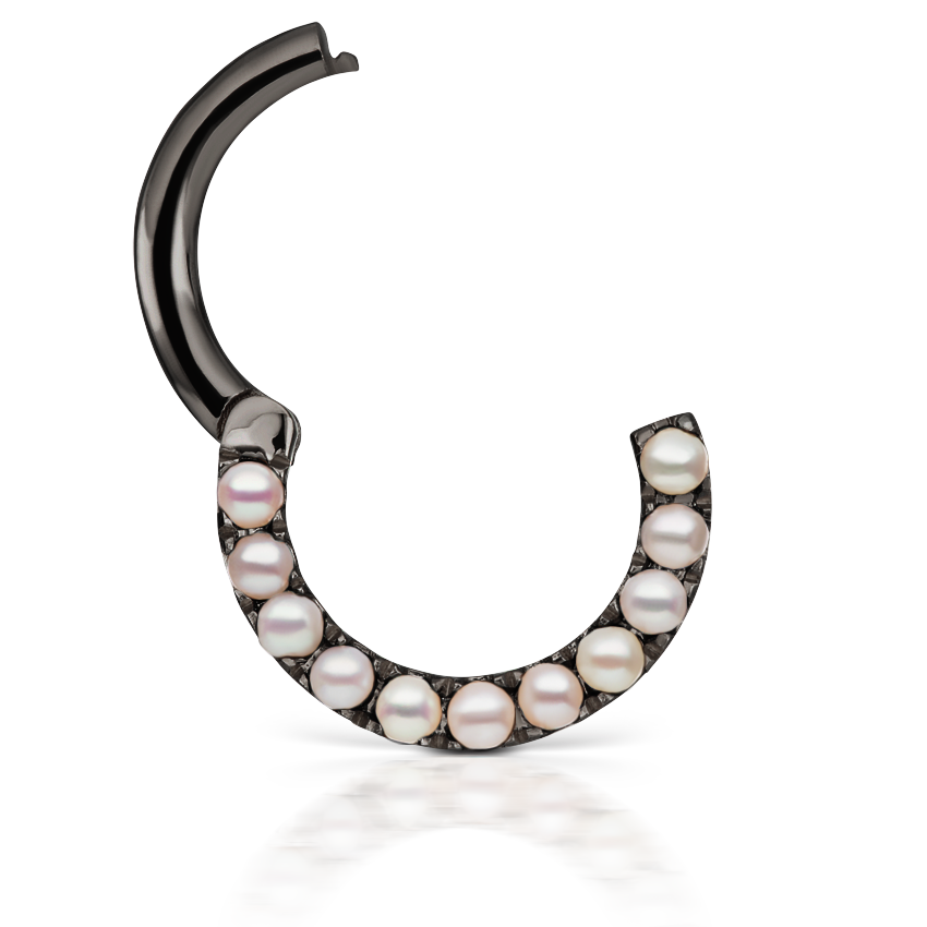Pearl Horizontal Eternity Hoop Earring