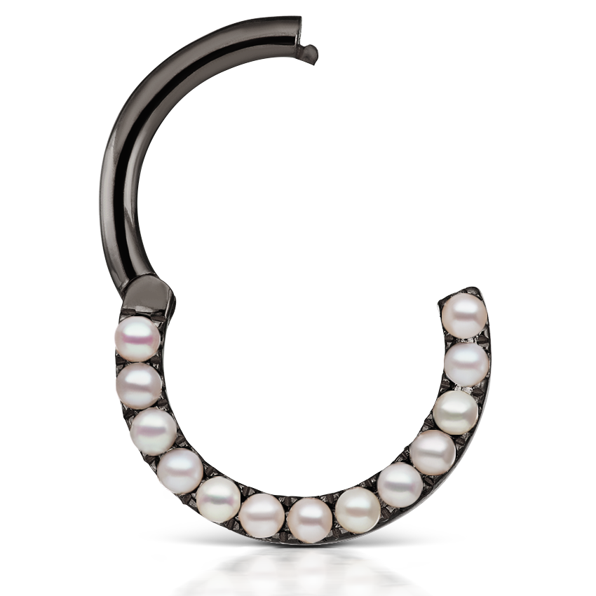 Pearl Horizontal Eternity Hoop Earring