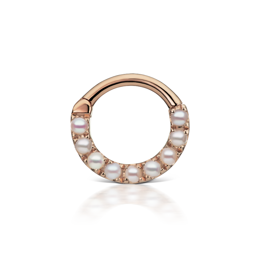 Pearl Horizontal Eternity Hoop Earring