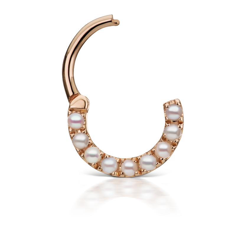 Pearl Horizontal Eternity Hoop Earring