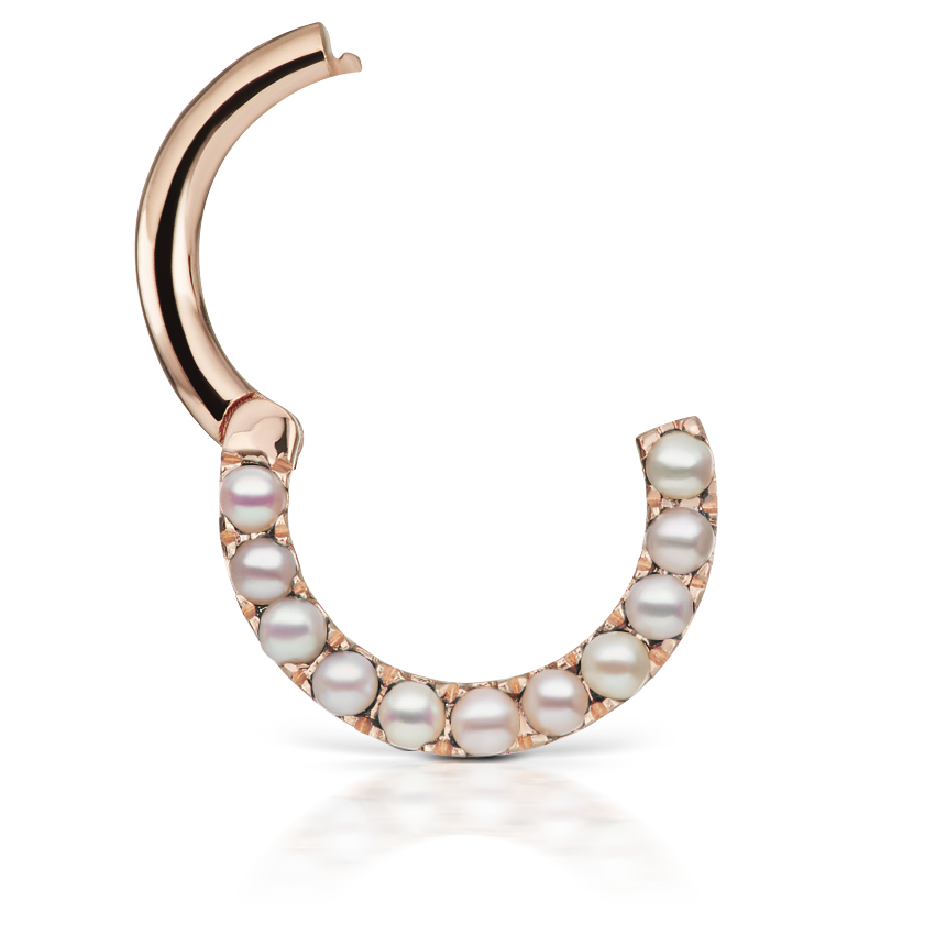 Pearl Horizontal Eternity Hoop Earring