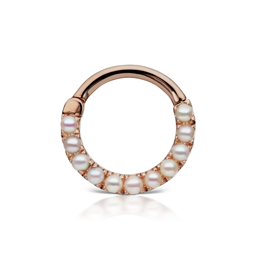 Pearl Horizontal Eternity Hoop Earring