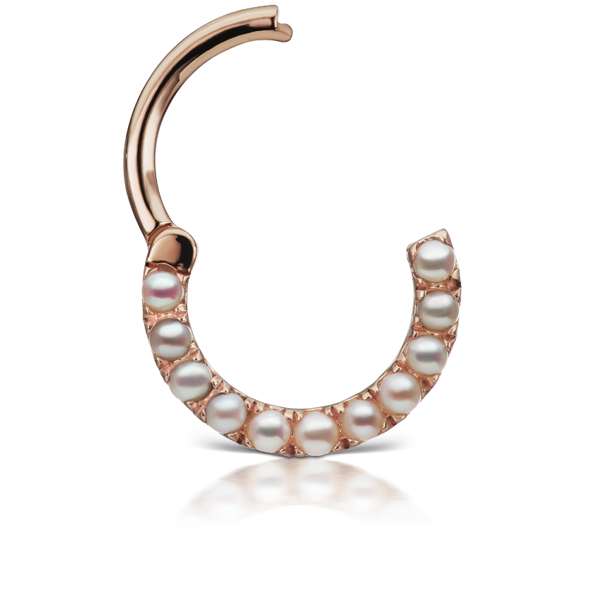 Pearl Horizontal Eternity Hoop Earring