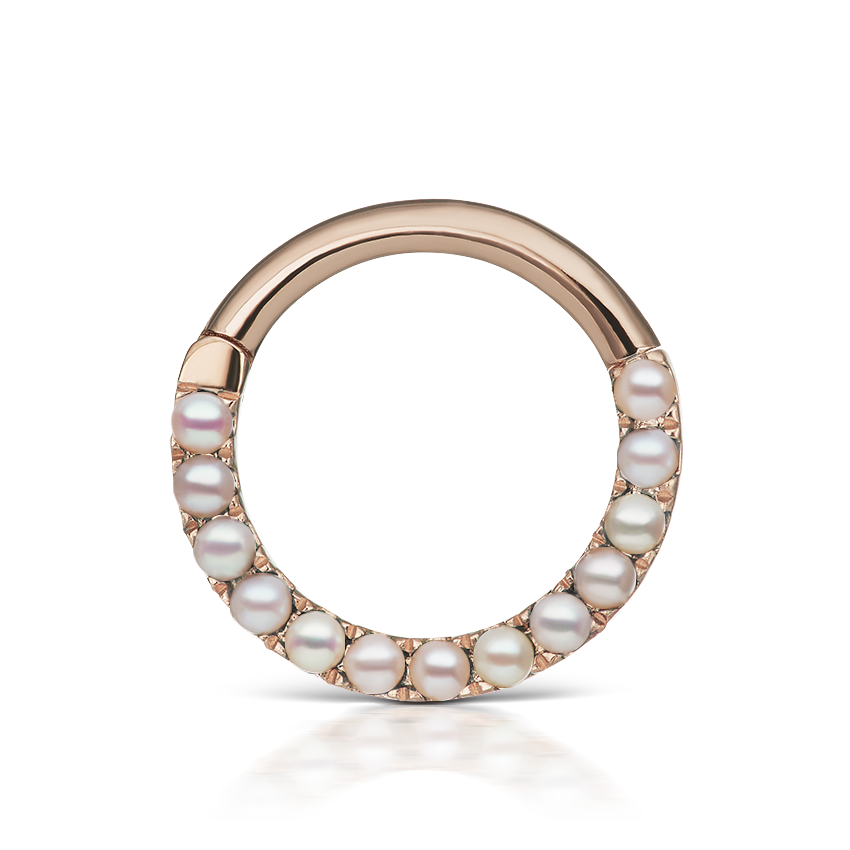 Pearl Horizontal Eternity Hoop Earring