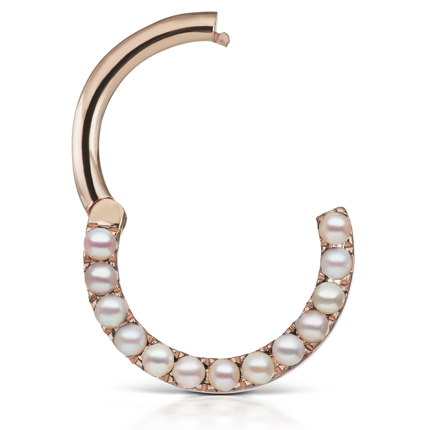 Pearl Horizontal Eternity Hoop Earring