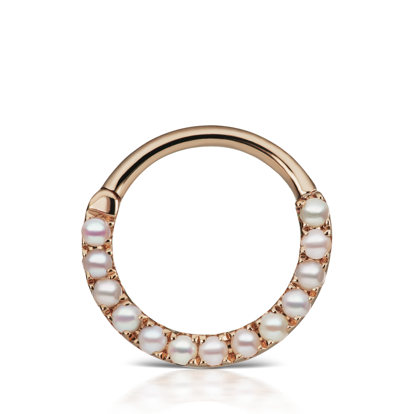 Pearl Horizontal Eternity Hoop Earring