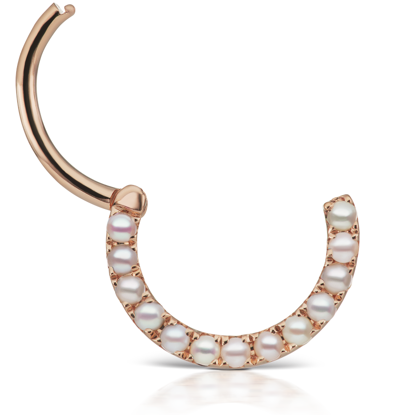 Pearl Horizontal Eternity Hoop Earring