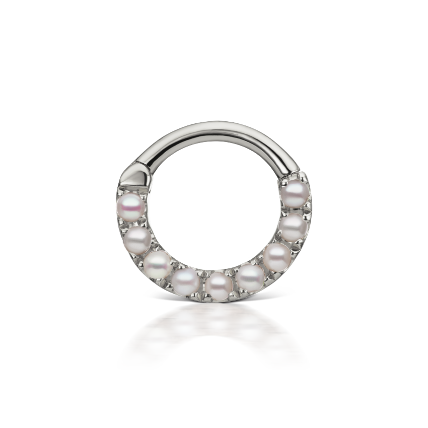 Pearl Horizontal Eternity Hoop Earring