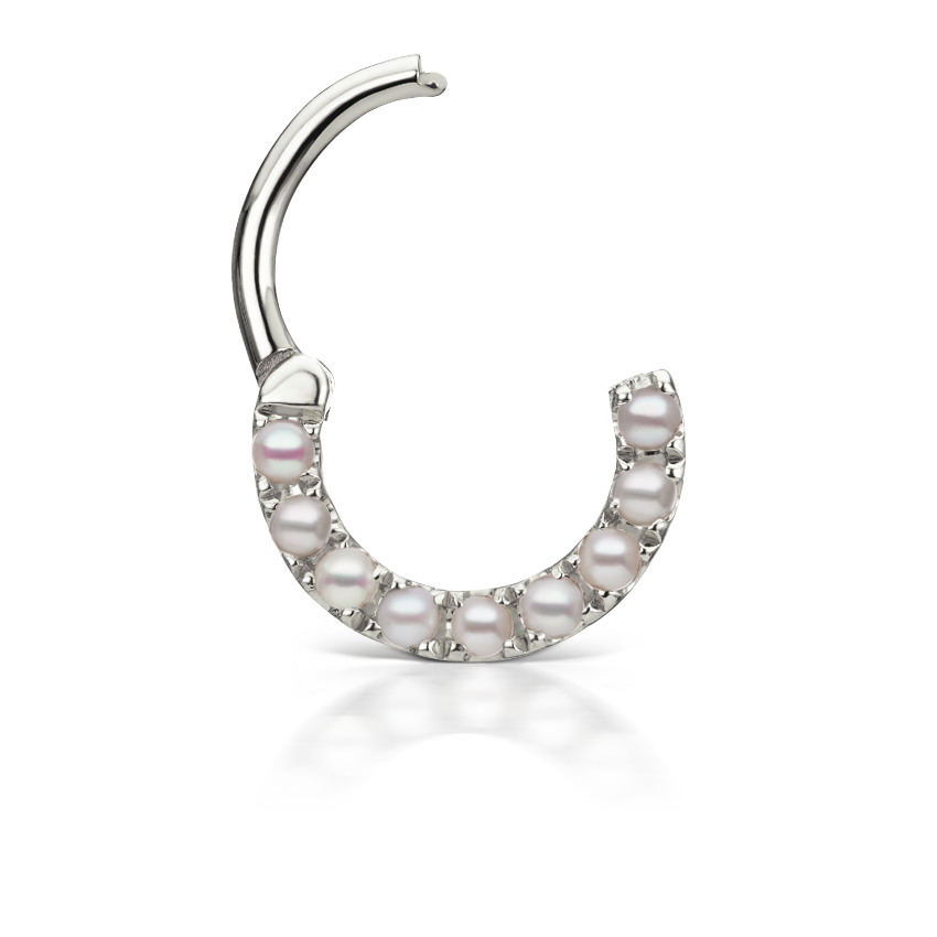 Pearl Horizontal Eternity Hoop Earring