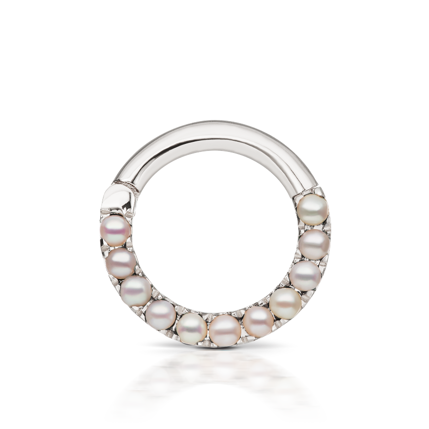 Pearl Horizontal Eternity Hoop Earring