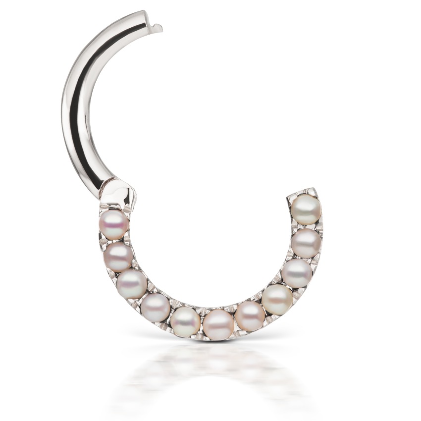 Pearl Horizontal Eternity Hoop Earring