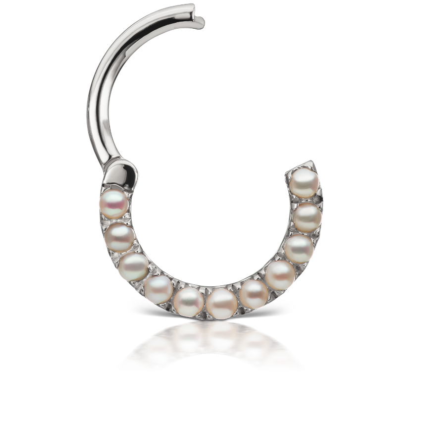 Pearl Horizontal Eternity Hoop Earring