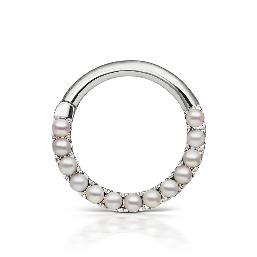 Pearl Horizontal Eternity Hoop Earring