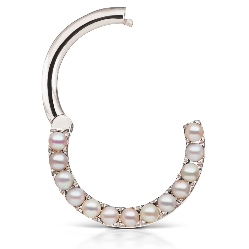 Pearl Horizontal Eternity Hoop Earring