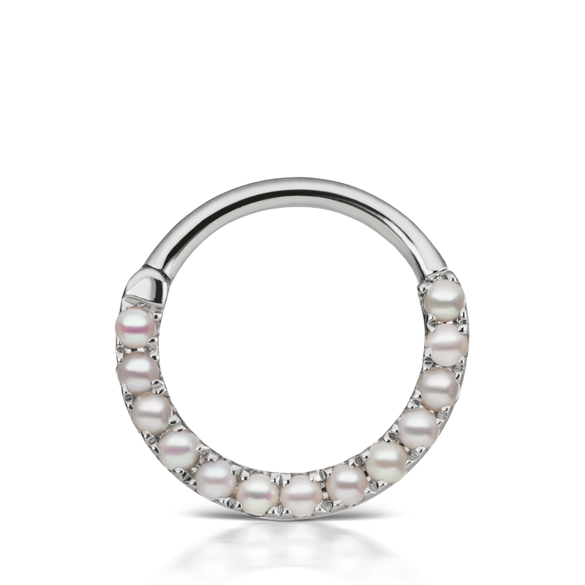 Pearl Horizontal Eternity Hoop Earring