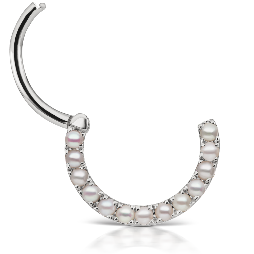 Pearl Horizontal Eternity Hoop Earring