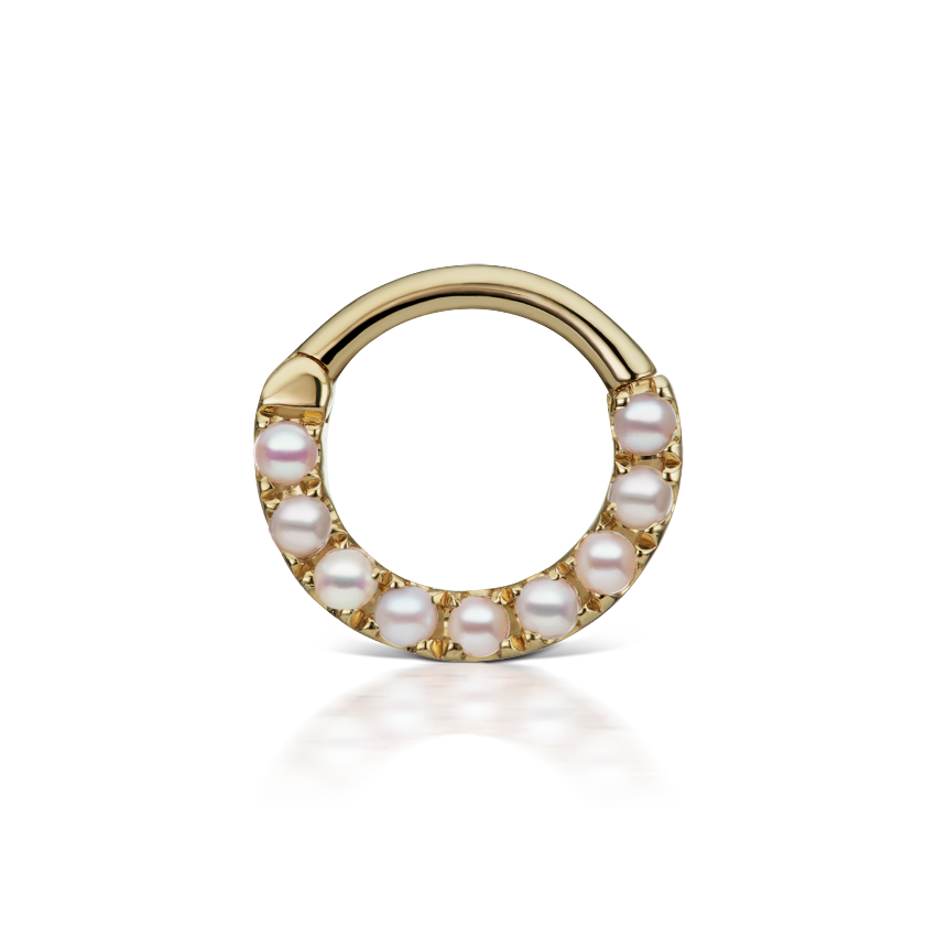 Pearl Horizontal Eternity Hoop Earring