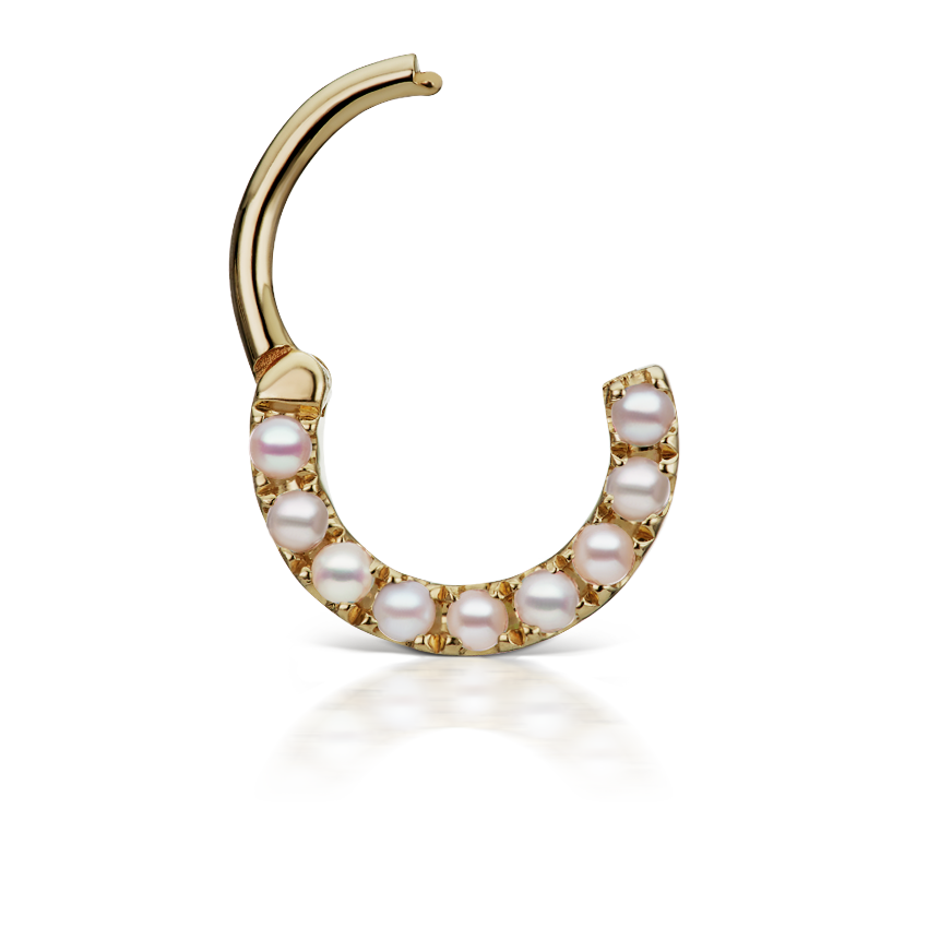 Pearl Horizontal Eternity Hoop Earring