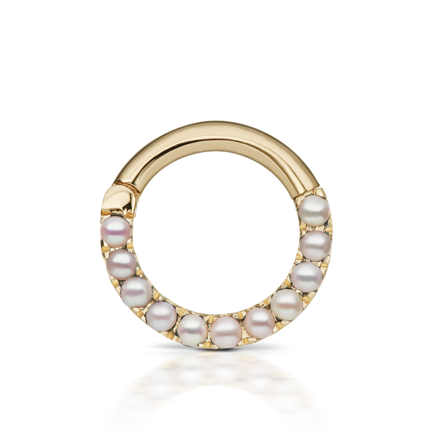 Pearl Horizontal Eternity Hoop Earring