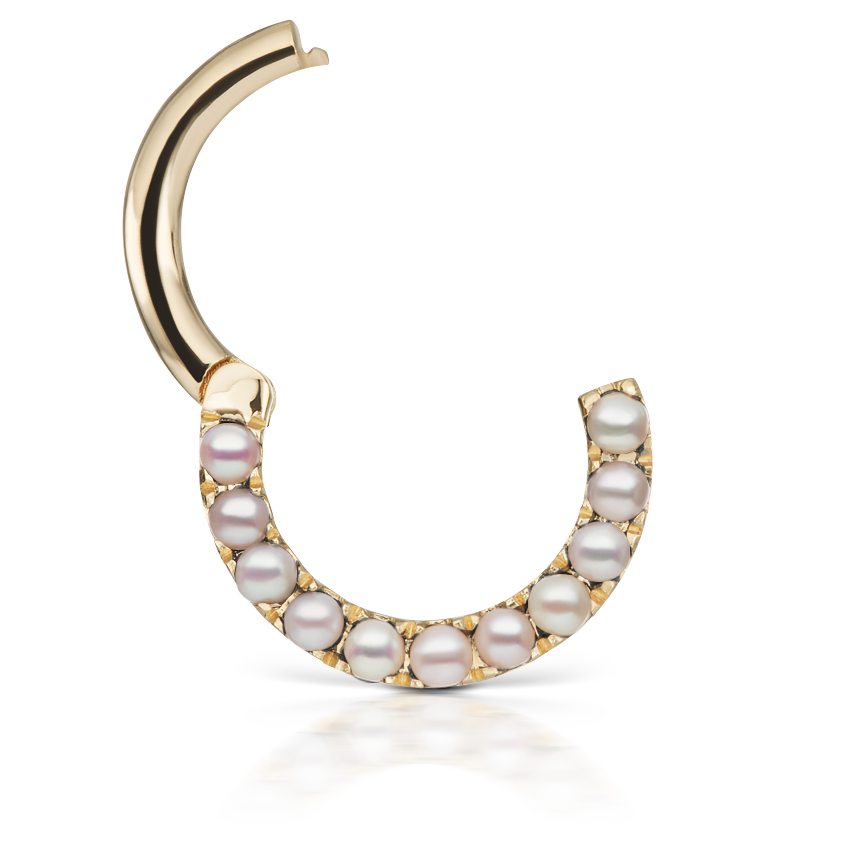 Pearl Horizontal Eternity Hoop Earring