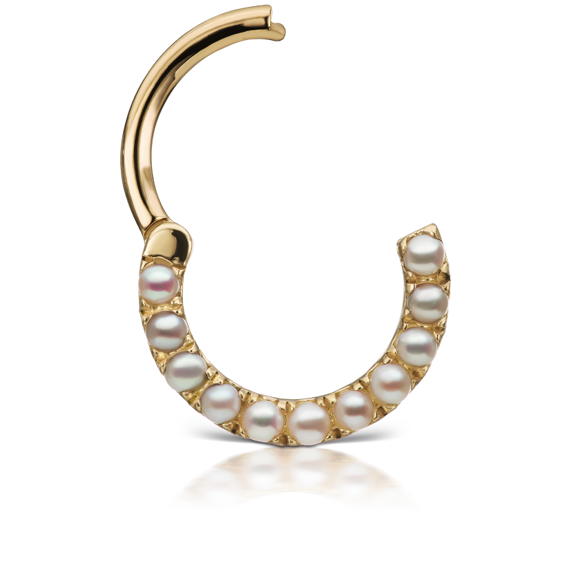 Pearl Horizontal Eternity Hoop Earring