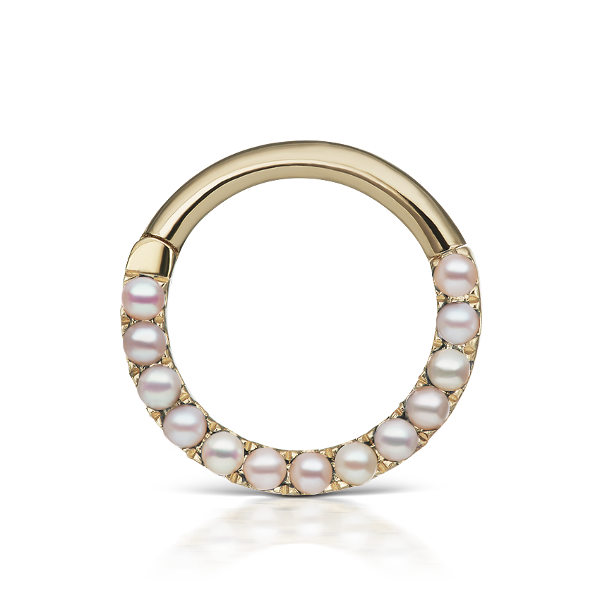 Pearl Horizontal Eternity Hoop Earring
