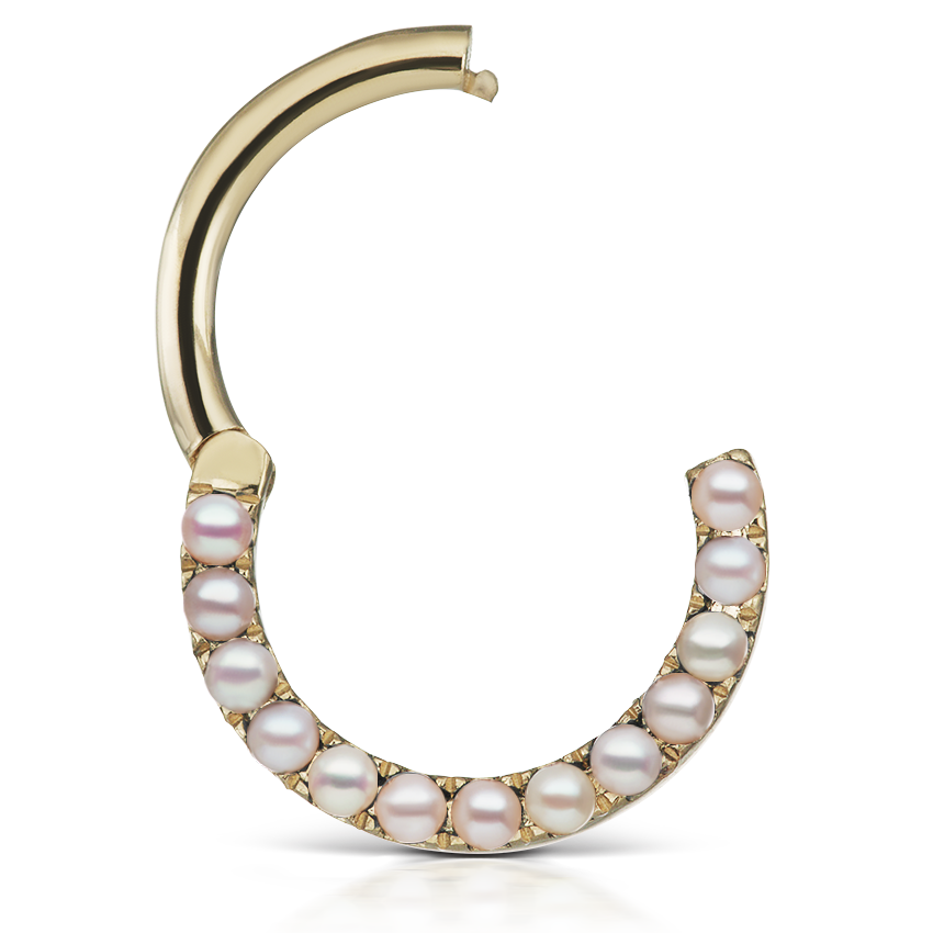 Pearl Horizontal Eternity Hoop Earring