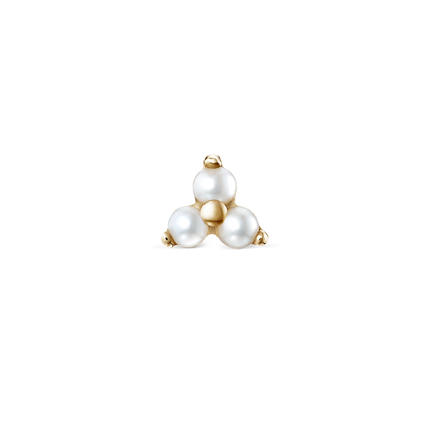 Pearl Trinity Threaded Stud Earring