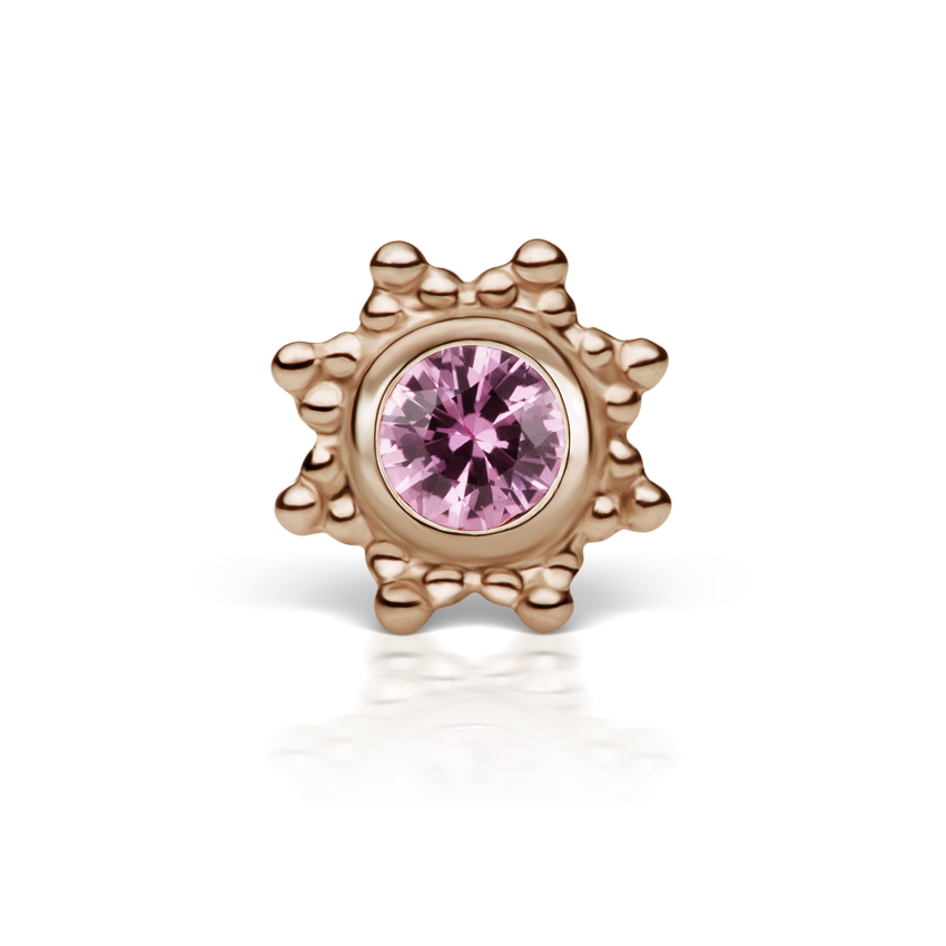 Pink Sapphire Starburst Threaded Stud Earring With Titanium Backing