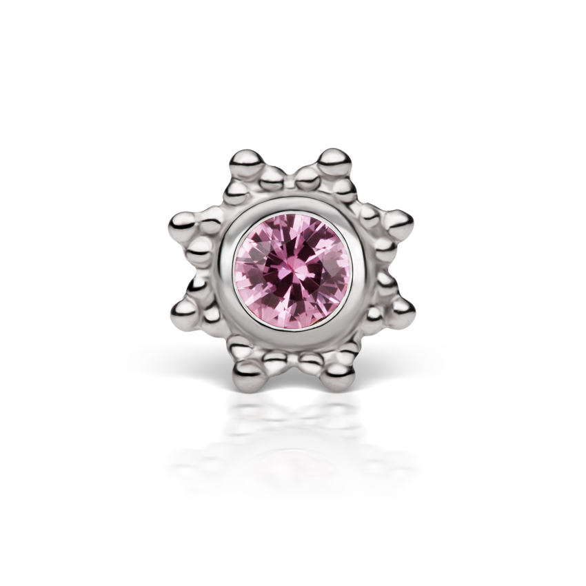 Pink Sapphire Starburst Threaded Stud Earring With Titanium Backing