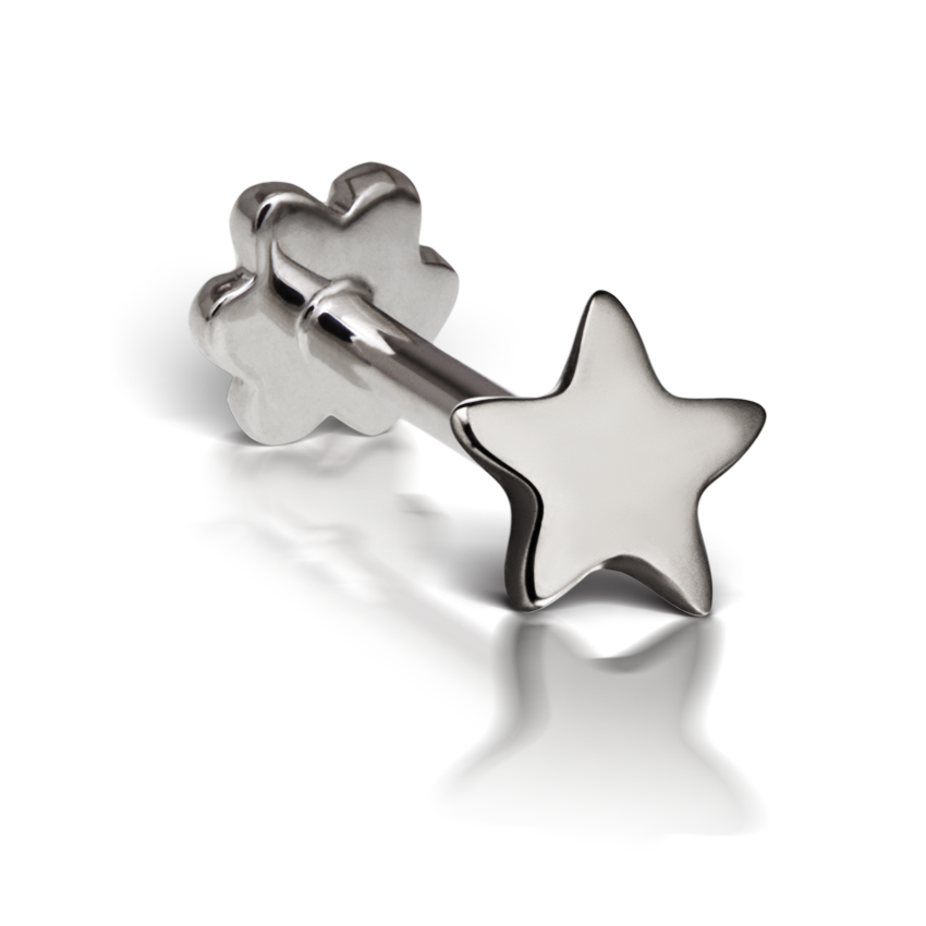 Plain Star Threaded Stud Earring With Titanium Backing