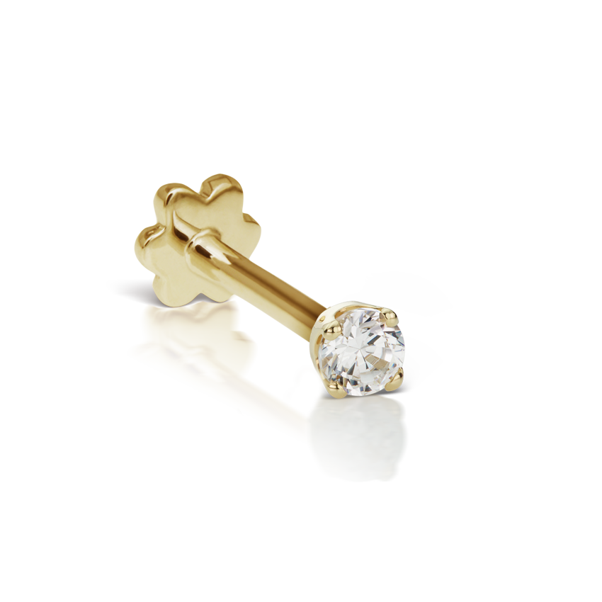 Prong Set Cubic Zirconia Threaded Stud Earring With Titanium Backing