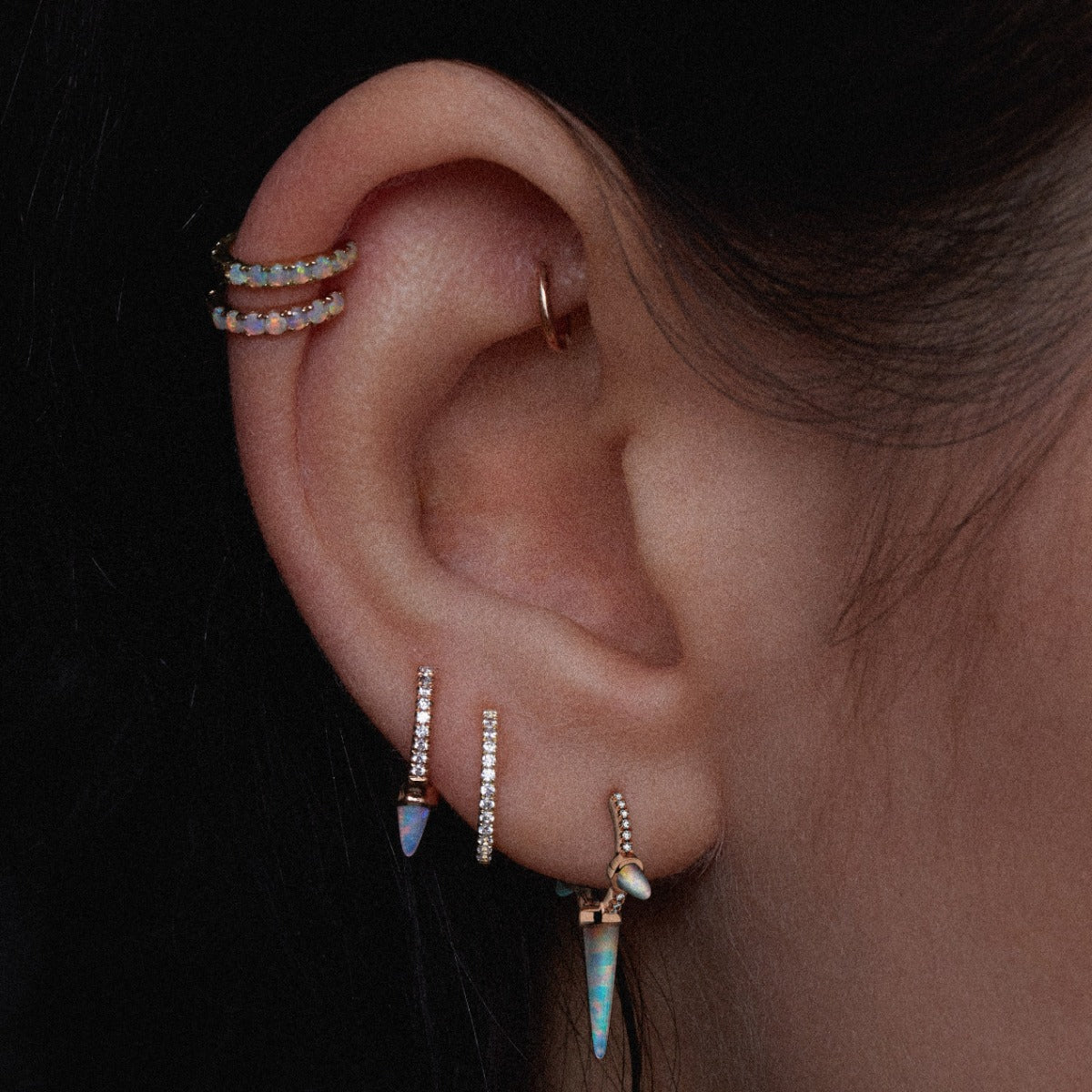 Opal Eternity Hoop Earring