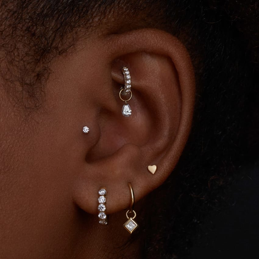 Heart Threaded Stud Earring With Titanium Backing