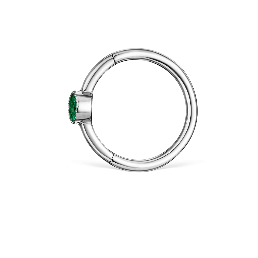 Scallop Set Emerald Hoop Earring