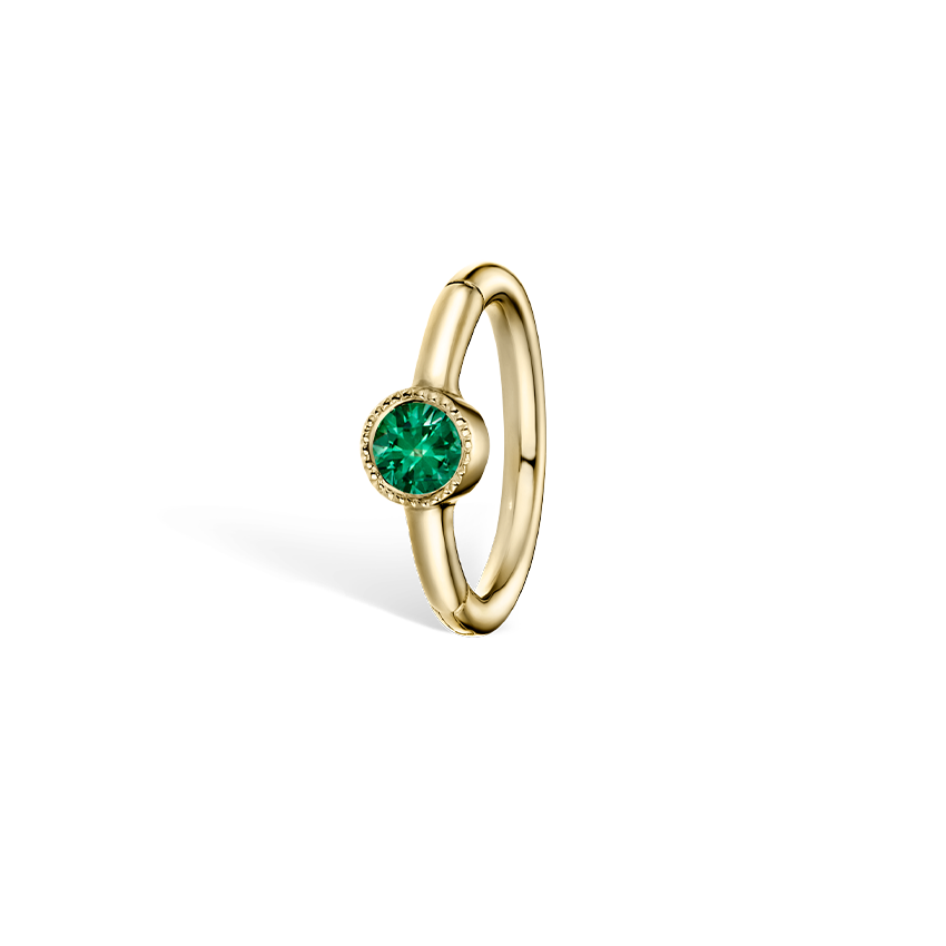 Scallop Set Emerald Hoop Earring