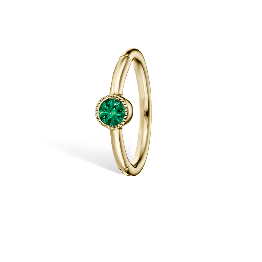 Scallop Set Emerald Hoop Earring