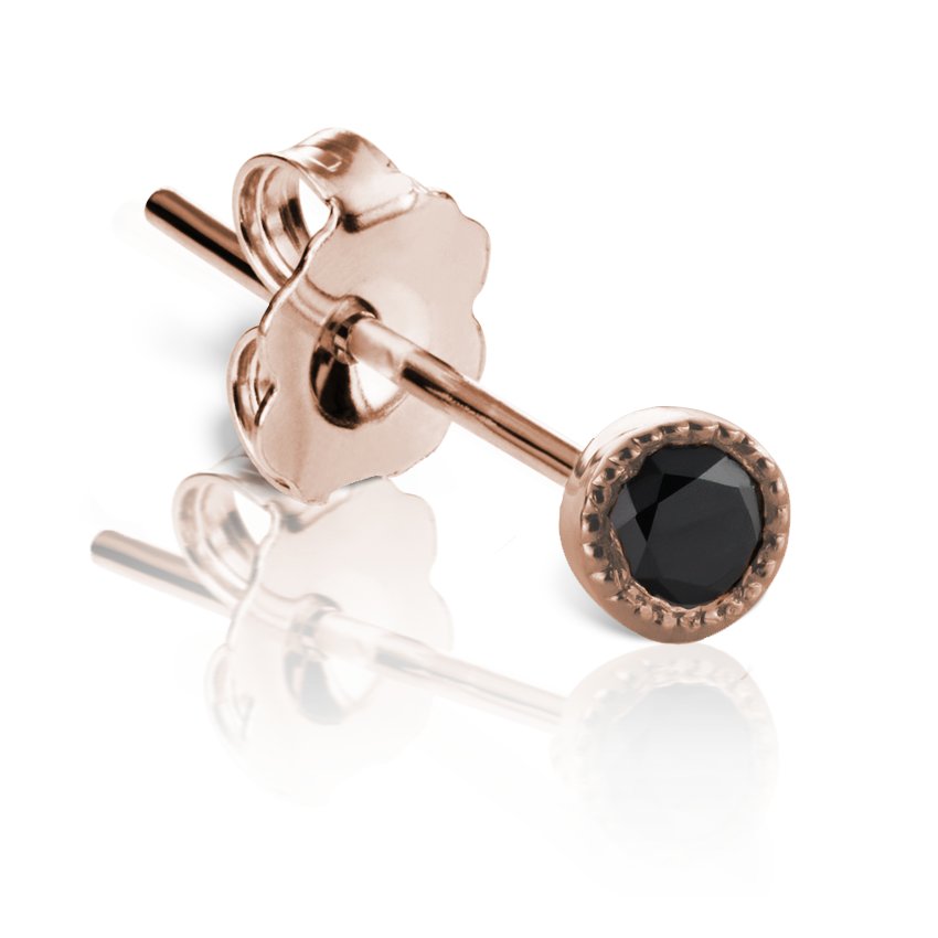 Scalloped Set Black Diamond Stud Earring