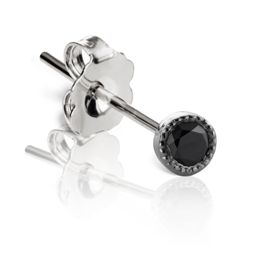 Scalloped Set Black Diamond Stud Earring