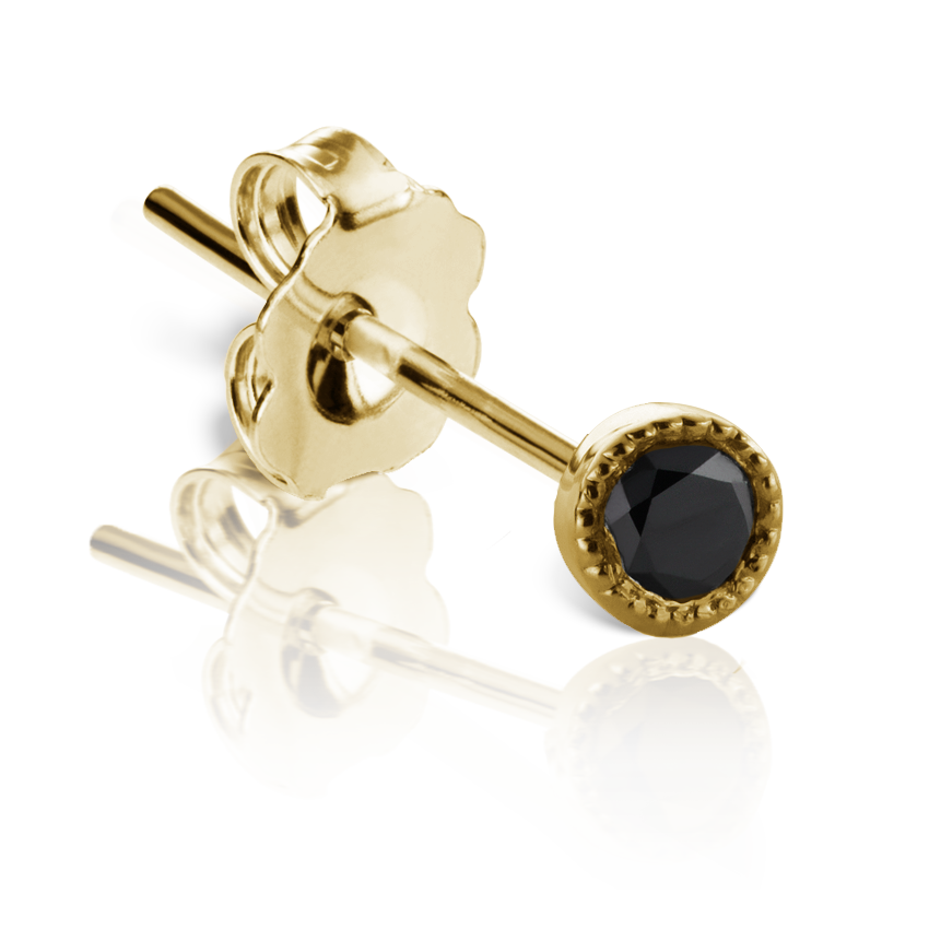 Scalloped Set Black Diamond Stud Earring