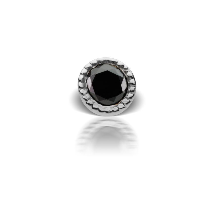Scalloped Set Black Diamond Threaded Stud Earring