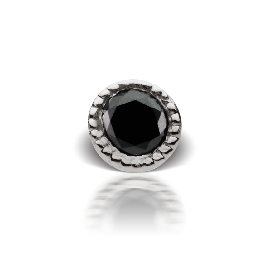 Scalloped Set Black Diamond Threaded Stud Earring