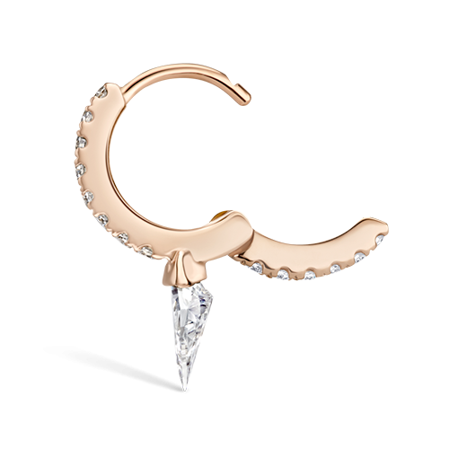 Silhouette Diamond Short Spike Eternity Hoop Earring