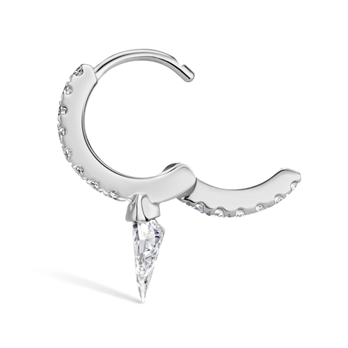 Silhouette Diamond Short Spike Eternity Hoop Earring