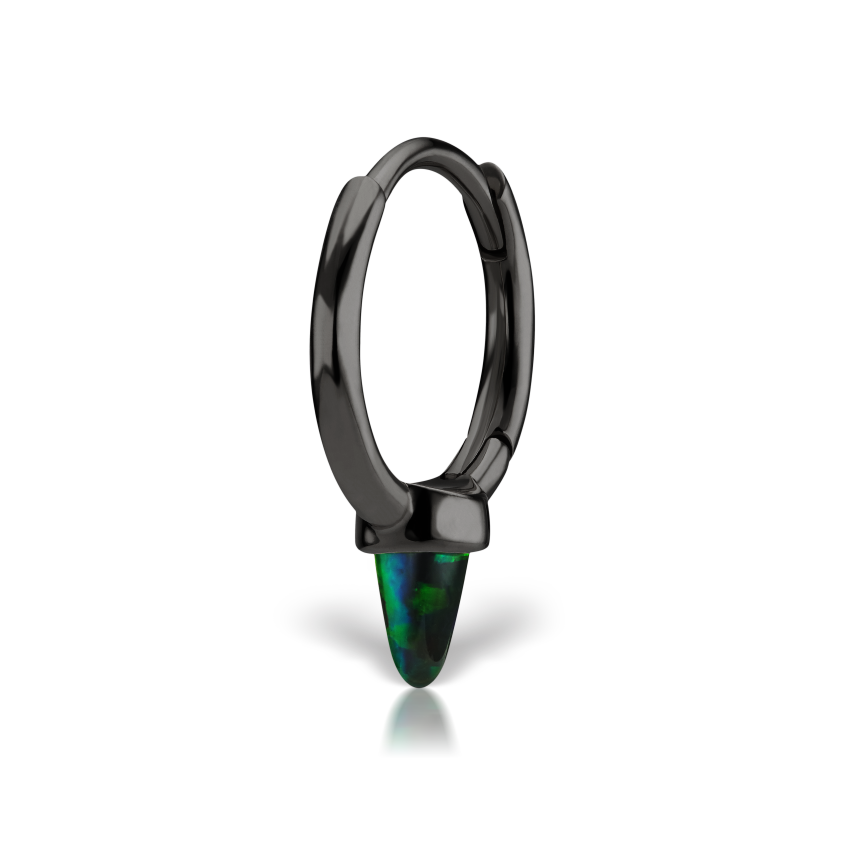 Single Short Black Opal Spike Hoop Earring (Non-Rotating)