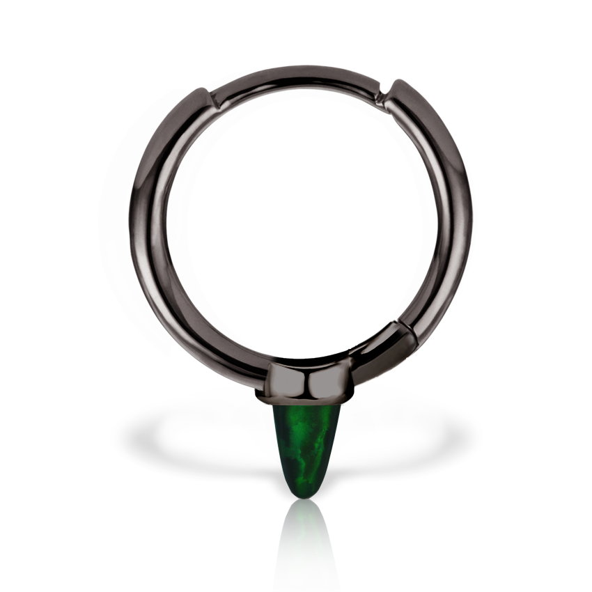 Single Short Black Opal Spike Hoop Earring (Non-Rotating)