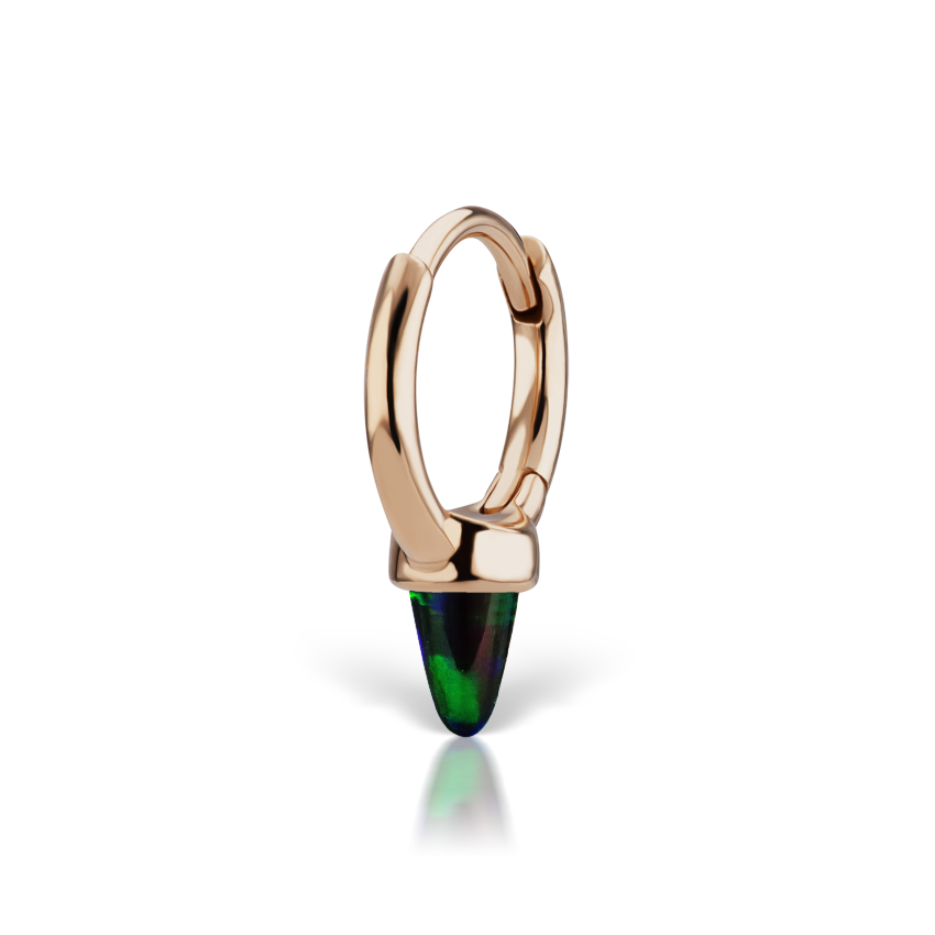 Single Short Black Opal Spike Hoop Earring (Non-Rotating)