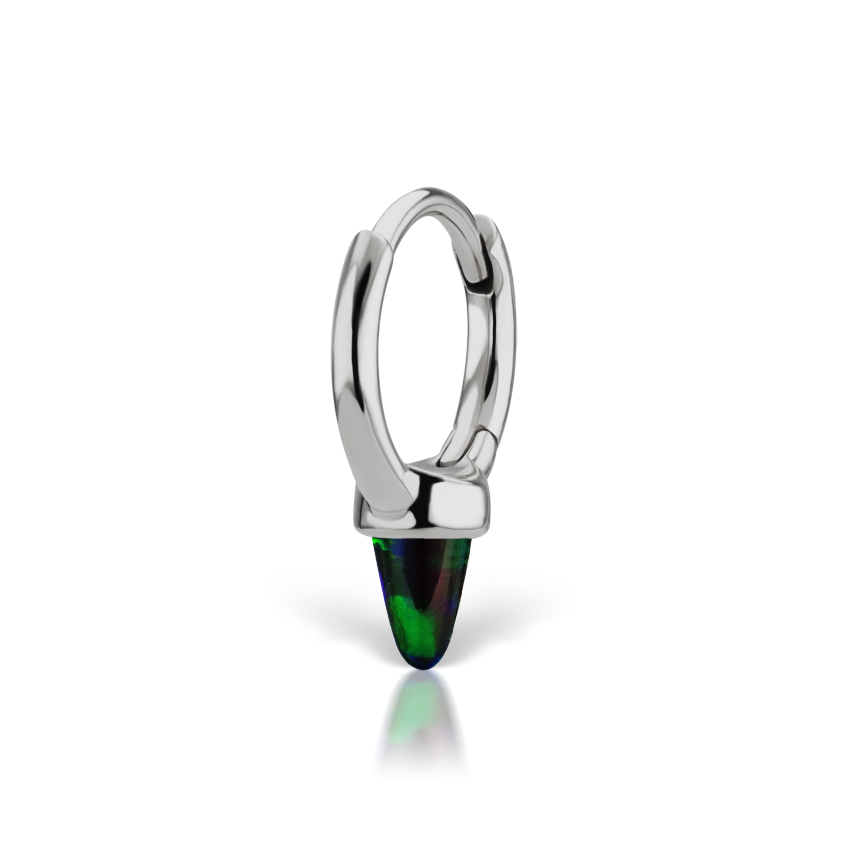 Single Short Black Opal Spike Hoop Earring (Non-Rotating)