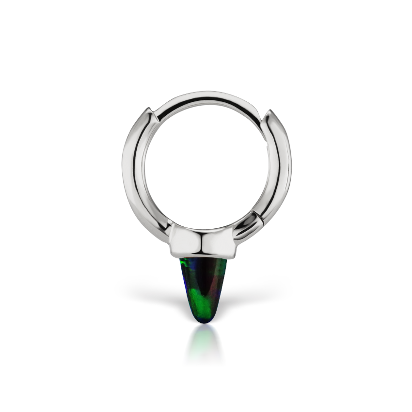 Single Short Black Opal Spike Hoop Earring (Non-Rotating)